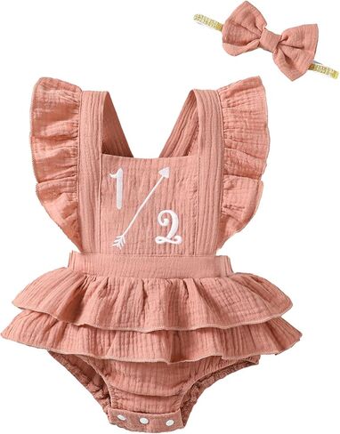 Baby Girls Half Birthday Outfit 1/2 Birthday Clothes Romper Half Way to One Birthday Bodysuit in Saudi Arabia