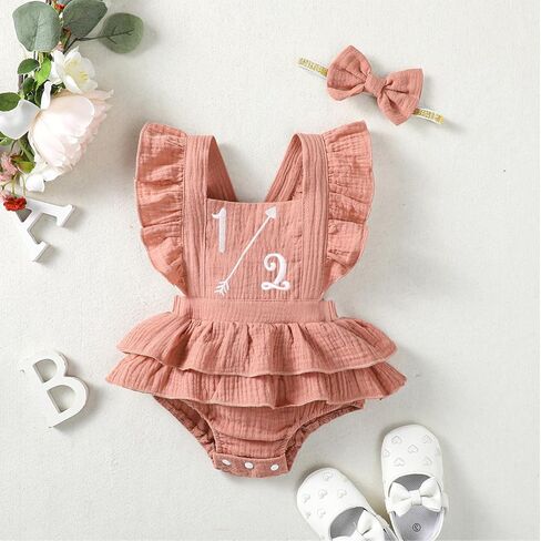 Baby Girls Half Birthday Outfit 1/2 Birthday Clothes Romper Half Way to One Birthday Bodysuit in Kuwait