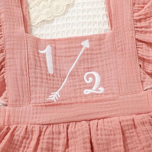 Baby Girls Half Birthday Outfit 1/2 Birthday Clothes Romper Half Way to One Birthday Bodysuit in Saudi Arabia