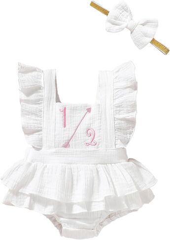 Baby Girls Half Birthday Outfit 1/2 Birthday Clothes Romper Half Way to One Birthday Bodysuit in Saudi Arabia