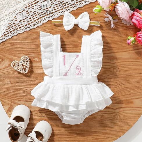 Baby Girls Half Birthday Outfit 1/2 Birthday Clothes Romper Half Way to One Birthday Bodysuit in Saudi Arabia