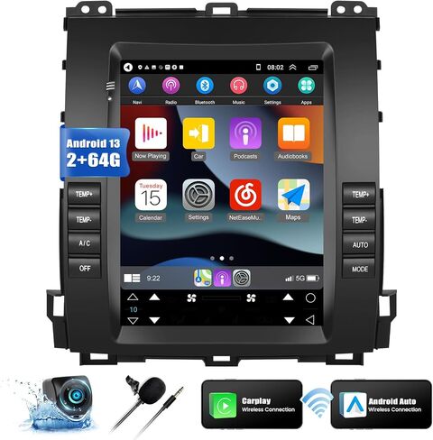 [2+64G] Android 13 Car Stereo for Toyota Prado Lexus GX470 2002-2009 with Apple Carplay&Android Auto,9.7 Inch Touch Screen Car Radio with GPS WiFi Bluetooth FM/RDS SWC Dual USB/AUX-in+Backup Camera in Saudi Arabia