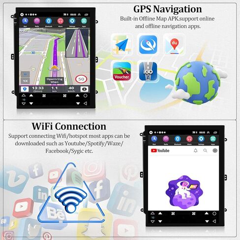 [2+64G] Android 13 Car Stereo for Toyota Prado Lexus GX470 2002-2009 with Apple Carplay&Android Auto,9.7 Inch Touch Screen Car Radio with GPS WiFi Bluetooth FM/RDS SWC Dual USB/AUX-in+Backup Camera in Saudi Arabia