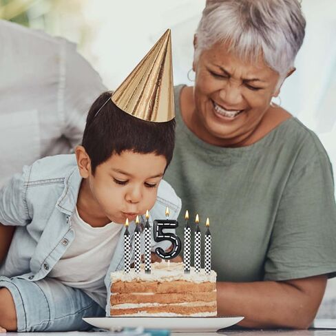 13pcs Racing Cars Themed Birthday Candles, Black and White Checkered Race Car Candles Birthday Cake Numeral Candle Cake Topper for Party Decoration Baby Shower Party Supplies (Number 5) in Saudi Arabia