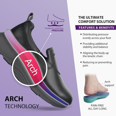 Hawkwell Women's Slip On Arch Support Nursing Shoes Comfortable Lightweight Slip Resistant Work Shoes in Kuwait
