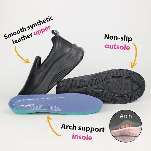 Hawkwell Women's Slip On Arch Support Nursing Shoes Comfortable Lightweight Slip Resistant Work Shoes in Kuwait