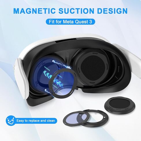 Tyasoleil Blue Light Blocking Glasses for Meta Quest 3, with Magnetic Alloy Frame and Anti Blue-Light Lens Accessories Removable Lens to Accommodate Your Nearsightedness in Kuwait