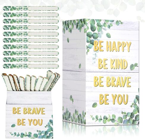 120 Pcs Eucalyptus Flip Sticks with with Storage Cup Greenery Teacher Tools Educational and Learning Activities for Kids Grouping Back to School Learning Activities Stuff Name Tags Supplies in Saudi Arabia