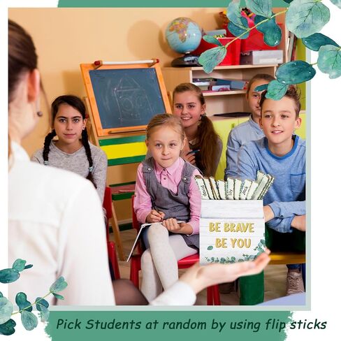 120 Pcs Eucalyptus Flip Sticks with with Storage Cup Greenery Teacher Tools Educational and Learning Activities for Kids Grouping Back to School Learning Activities Stuff Name Tags Supplies in Saudi Arabia