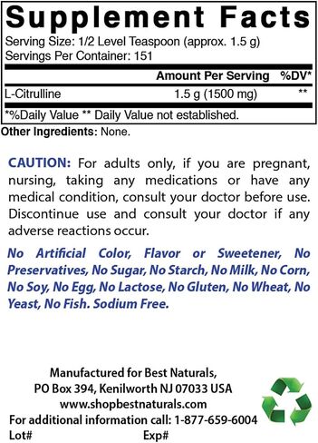 Best Naturals L-Citrulline Powder 8 OZ (8 OZ (Pack of 1)) in Saudi Arabia