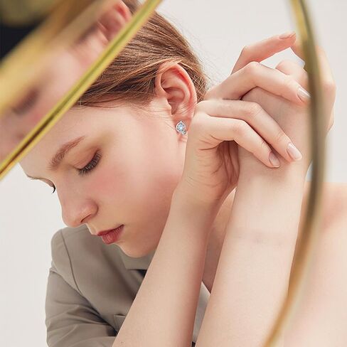 أقراط البوصلة 925 من الفضة الإسترليني Moonstone North Star Huggie هوب أقراط البوصلة البحرية مجوهرات هدية عيد ميلاد للنساء والفتيات in Kuwait