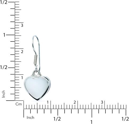 Sterling Silver 925 Petite Dangle Hook Earrings Heart Shape Mother-of-Pearl Inlay Hypoallergenic Jewelry Handmade in Saudi Arabia