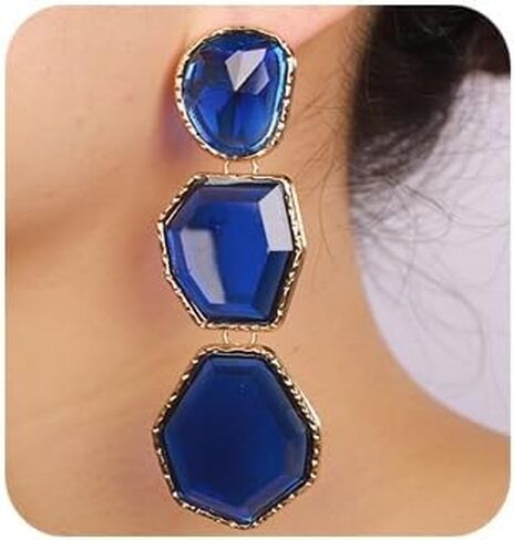 Fashion Irregular Crystal Rhinestone Dangle Drop Earrings Geometry Crystal Chandelier Earrings Bohemian Big Crystal Statement Earrings for Women Girls in Kuwait