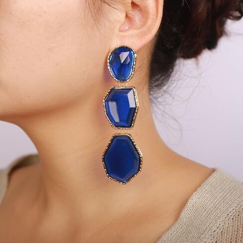 Fashion Irregular Crystal Rhinestone Dangle Drop Earrings Geometry Crystal Chandelier Earrings Bohemian Big Crystal Statement Earrings for Women Girls in Kuwait