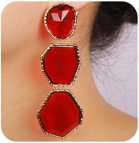 Fashion Irregular Crystal Rhinestone Dangle Drop Earrings Geometry Crystal Chandelier Earrings Bohemian Big Crystal Statement Earrings for Women Girls in Saudi Arabia