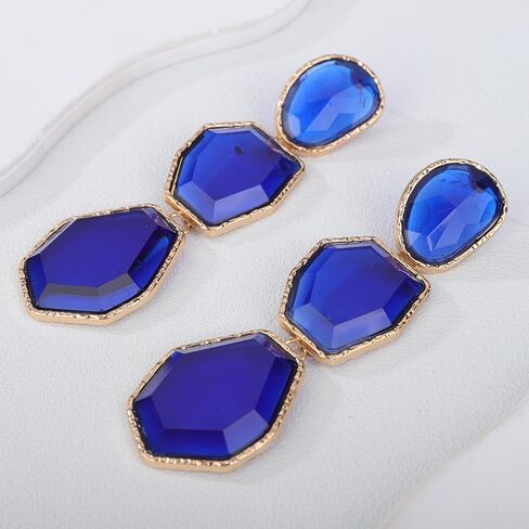 Fashion Irregular Crystal Rhinestone Dangle Drop Earrings Geometry Crystal Chandelier Earrings Bohemian Big Crystal Statement Earrings for Women Girls in Kuwait