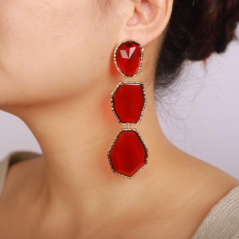 Fashion Irregular Crystal Rhinestone Dangle Drop Earrings Geometry Crystal Chandelier Earrings Bohemian Big Crystal Statement Earrings for Women Girls in Saudi Arabia