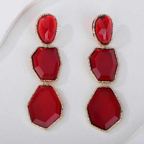 Fashion Irregular Crystal Rhinestone Dangle Drop Earrings Geometry Crystal Chandelier Earrings Bohemian Big Crystal Statement Earrings for Women Girls in Saudi Arabia