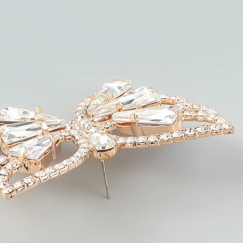 Statement Wedding Bridal Sparkle Crystal Beads Butterfly Stud Gold Earrings Women Girls Statement Jewelry for Prom in Saudi Arabia
