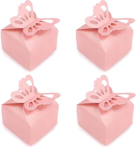 Tatibana Butterfly Favor Boxes, 50pcs Girl Baby Shower Butterfly Candy Box Purple/Pink Butterfly Decorations Peal-Gloss Butterfly Gift Box Small Butterfly Gift Boxes for Party Favors (Purple) in Saudi Arabia