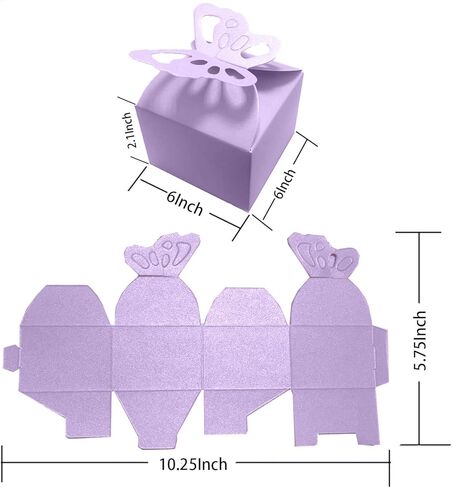 صناديق هدايا فراشات تاتيبانا، 50 قطعة من صناديق حلوى الفراشة لحفلة استقبال المولود الجديد باللون الأرجواني/الوردي، صندوق هدايا على شكل فراشة لامعة لامعة، صناديق هدايا صغيرة على شكل فراشة لمفضلات الحفلات (وردي) in Kuwait