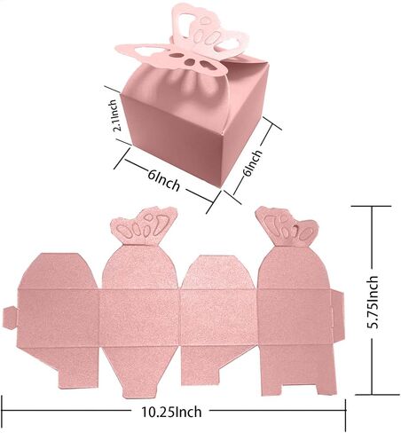 Tatibana Butterfly Favor Boxes, 50pcs Girl Baby Shower Butterfly Candy Box Purple/Pink Butterfly Decorations Peal-Gloss Butterfly Gift Box Small Butterfly Gift Boxes for Party Favors (Purple) in Saudi Arabia