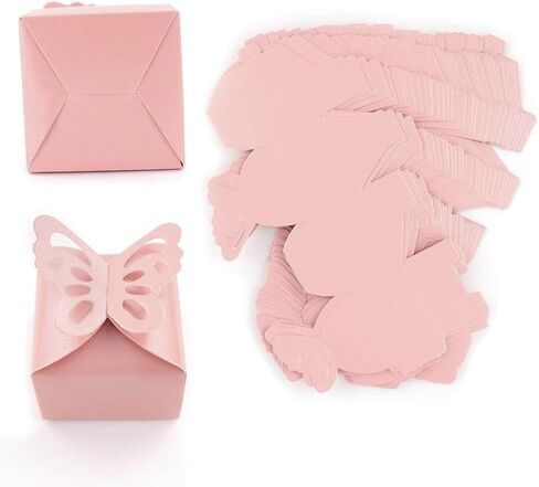 Tatibana Butterfly Favor Boxes, 50pcs Girl Baby Shower Butterfly Candy Box Purple/Pink Butterfly Decorations Peal-Gloss Butterfly Gift Box Small Butterfly Gift Boxes for Party Favors (Purple) in Saudi Arabia
