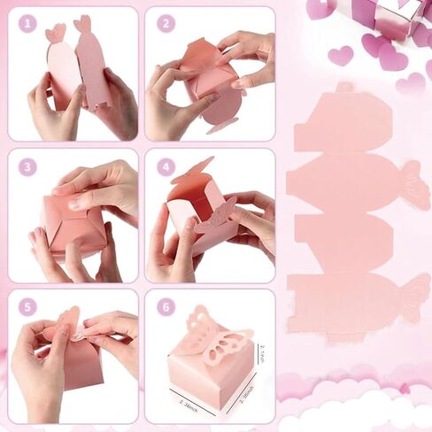 Tatibana Butterfly Favor Boxes, 50pcs Girl Baby Shower Butterfly Candy Box Purple/Pink Butterfly Decorations Peal-Gloss Butterfly Gift Box Small Butterfly Gift Boxes for Party Favors (Purple) in Saudi Arabia