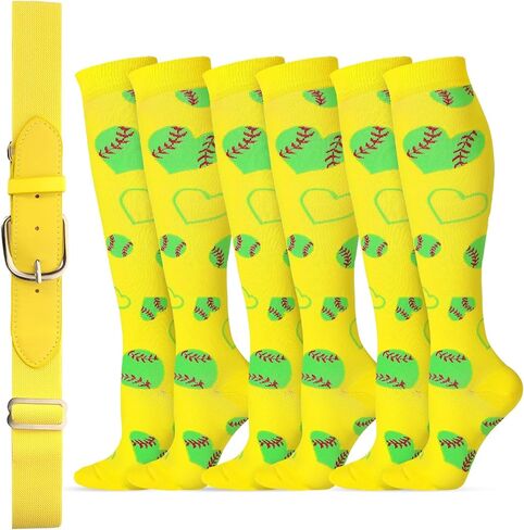 3 أزواج من جوارب البيسبول والحزام مجموعة كومبو من جوارب البيسبول اللينة مع حزام بيسبول مرن للشباب والكبار in Kuwait