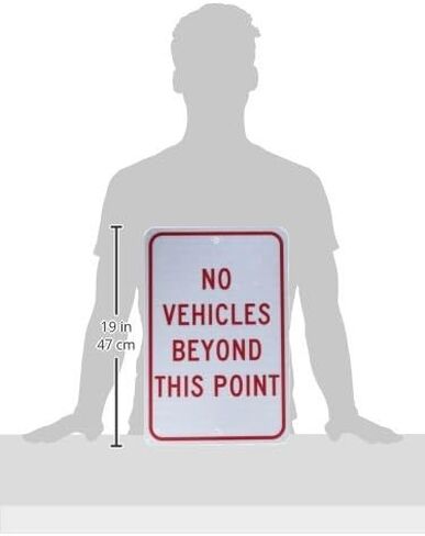 لافتة مرور NMC TM143J، أسطورة "NO VEHICLES BEYOND THIS POINT"، طول 12 بوصة × ارتفاع 18 بوصة، ألومنيوم عاكس منشوري من الدرجة الهندسية 0.080، أحمر على أبيض in Saudi Arabia