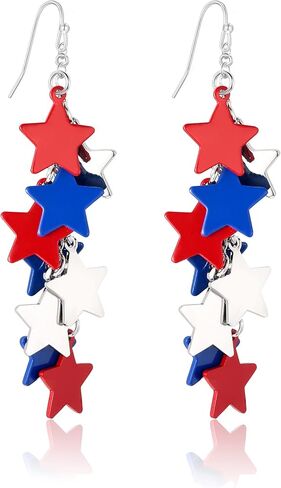 LILIE&WHITE قلب آيس كريم نجوم المصاصة أقراط متدلية أقراط الرابع من يوليو للنساء ملابس الرابع من يوليو للنساء أقراط وطنية أحمر أبيض أزرق إكسسوارات أقراط الثريا مجوهرات الاستقلال هدية in Kuwait