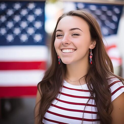 LILIE&WHITE قلب آيس كريم نجوم المصاصة أقراط متدلية أقراط الرابع من يوليو للنساء ملابس الرابع من يوليو للنساء أقراط وطنية أحمر أبيض أزرق إكسسوارات أقراط الثريا مجوهرات الاستقلال هدية in Kuwait