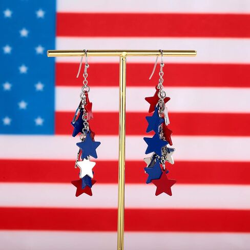 LILIE&WHITE قلب آيس كريم نجوم المصاصة أقراط متدلية أقراط الرابع من يوليو للنساء ملابس الرابع من يوليو للنساء أقراط وطنية أحمر أبيض أزرق إكسسوارات أقراط الثريا مجوهرات الاستقلال هدية in Kuwait