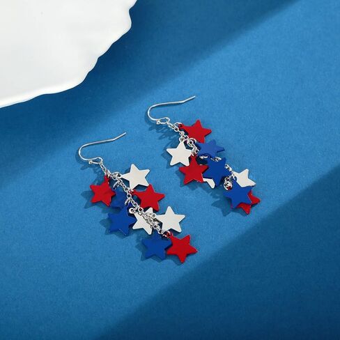 LILIE&WHITE قلب آيس كريم نجوم المصاصة أقراط متدلية أقراط الرابع من يوليو للنساء ملابس الرابع من يوليو للنساء أقراط وطنية أحمر أبيض أزرق إكسسوارات أقراط الثريا مجوهرات الاستقلال هدية in Kuwait