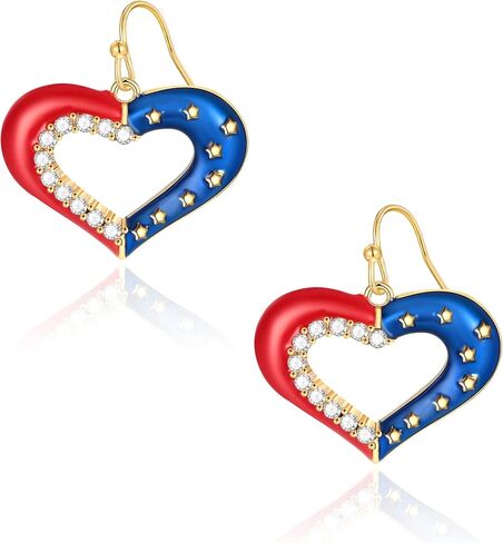 LILIE&WHITE Heart Ice Cream Stars Popsicle Dangle Earrings July 4th Earrings For Women 4th of July Outfits For Women Patriotic Earrings Red White Blue Accessories Chandelier Earrings Independence Jewelry Gift in Saudi Arabia