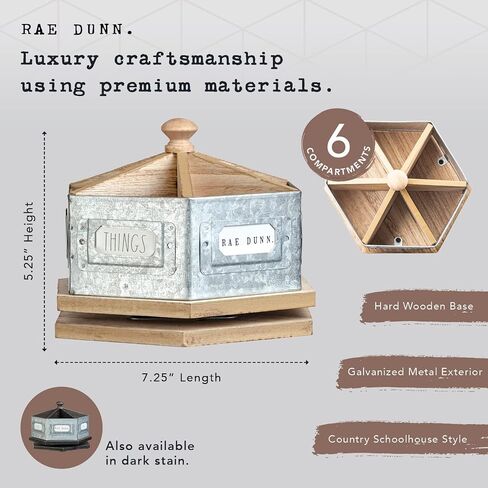 Rae Dunn Pencil Holder Cup - Spinning Metal Pen and Office Supplies 6 Compartment Desktop Organizer Caddy for Office Accessories - Great for Home, School, Classroom, Work - Round Design in Kuwait