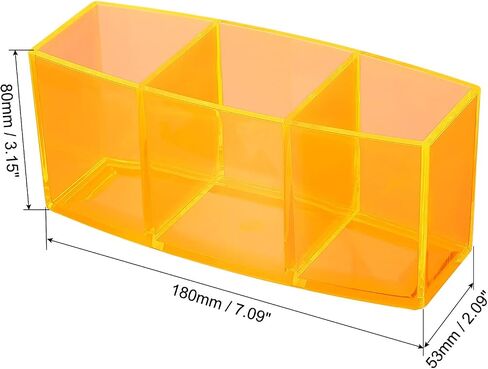 PATIKIL 3 Compartments Clear Acrylic Pen Holder, Pencil Holder Pen Organizer Pencil Cup Makeup Brush Holder for Countertop Desk Accessories, Blue in Saudi Arabia