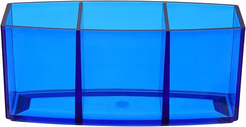 PATIKIL 3 Compartments Clear Acrylic Pen Holder, Pencil Holder Pen Organizer Pencil Cup Makeup Brush Holder for Countertop Desk Accessories, Blue in Saudi Arabia