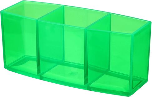 PATIKIL 3 Compartments Clear Acrylic Pen Holder, Pencil Holder Pen Organizer Pencil Cup Makeup Brush Holder for Countertop Desk Accessories, Blue in Saudi Arabia