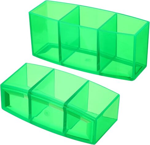 PATIKIL 3 Compartments Clear Acrylic Pen Holder, Pencil Holder Pen Organizer Pencil Cup Makeup Brush Holder for Countertop Desk Accessories, Blue in Saudi Arabia