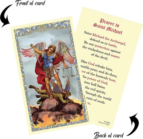 8 Inch St Michael Tapestry with St Michael Prayer Card, Lord's Prayer Card | Wall Hanging St Michael The Archangel Tapestry | Saint Michael Tapestry For Home | Archangel Michael Art Set of 3 Items in Saudi Arabia