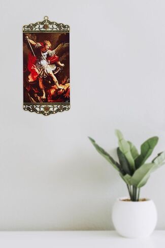 8 Inch St Michael Tapestry with St Michael Prayer Card, Lord's Prayer Card | Wall Hanging St Michael The Archangel Tapestry | Saint Michael Tapestry For Home | Archangel Michael Art Set of 3 Items in Saudi Arabia