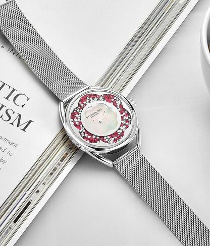 Stuhrling Original Womens Watches with Mother of Pearl Dial with Crystal Flower Ring - Analog Dress Watch 995 Lily Wrist Watches for Women - Ladies Watch Collection in Saudi Arabia
