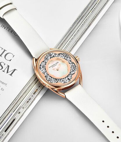 Stuhrling Original Womens Watches with Mother of Pearl Dial with Crystal Flower Ring - Analog Dress Watch 995 Lily Wrist Watches for Women - Ladies Watch Collection in Saudi Arabia