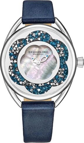 Stuhrling Original Womens Watches with Mother of Pearl Dial with Crystal Flower Ring - Analog Dress Watch 995 Lily Wrist Watches for Women - Ladies Watch Collection in Saudi Arabia