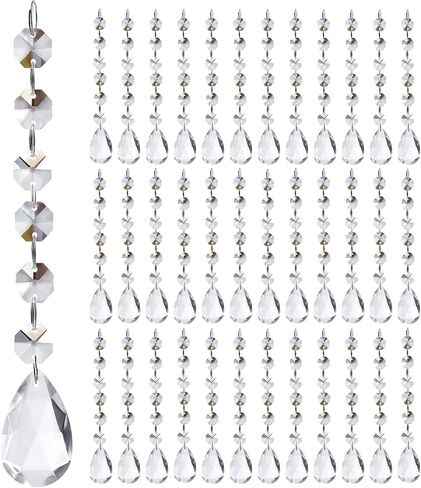 120 PCS Clear Acrylic Hanging Crystal beads Strings with Teardrop pendants Hanging Crystal Garland Strands Decorations for Centerpiece Christmas Tree Wedding Party in Saudi Arabia