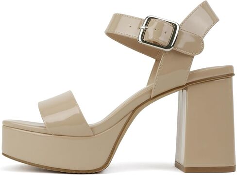 Soda “MACEY" ~ Women Open Square Toe Single Band High Heel Platform Dress Sandal with Adjustable Ankle Strap in Saudi Arabia