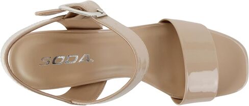 Soda “MACEY" ~ Women Open Square Toe Single Band High Heel Platform Dress Sandal with Adjustable Ankle Strap in Saudi Arabia