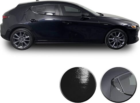 Window Chrome Delete Blackout Precut Vinyl Wrap Overlay Kit Compatible with and Fits Mazda 3 Hatchback 2019-2021 - Metallic Matte Chrome Black in Kuwait