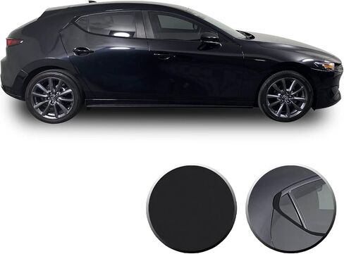 Window Chrome Delete Blackout Precut Vinyl Wrap Overlay Kit Compatible with and Fits Mazda 3 Hatchback 2019-2021 - Metallic Matte Chrome Black in Kuwait